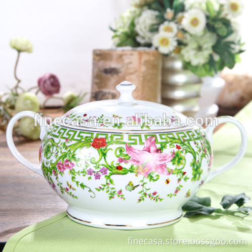 In April Elegant Fine Hyper White Porcelain 3.5L Ceramic Tureen